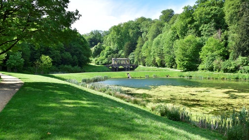 Lower garden at Prior Park in spring near lower entrance